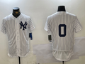 Custom #0 White NYY Baseball Shirt Top
