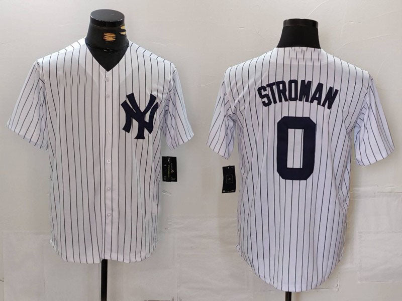 Custom #0 White NYY Baseball Shirt Top