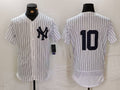 Custom #10 White NYY Baseball Shirt Top