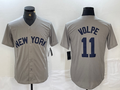 Custom #11 Grey 2021 NYY Baseball Shirt Top