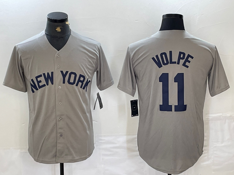 Custom #11 Grey 2021 NYY Baseball Shirt Top