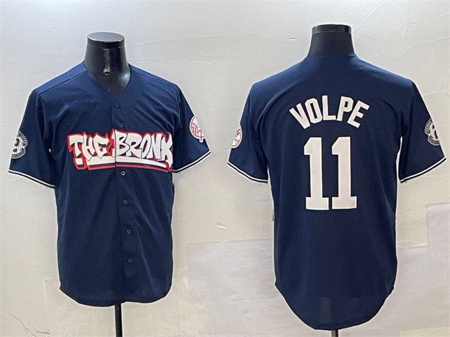 Custom #11 Navy NYY Baseball Shirt Top