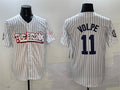 Custom #11 White NYY Baseball Shirt Top