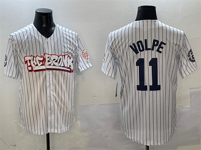 Custom #11 White NYY Baseball Shirt Top