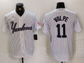Custom #11 White NYY Baseball Shirt Top