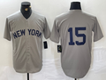 Custom #15 Grey NYY Baseball Shirt Top