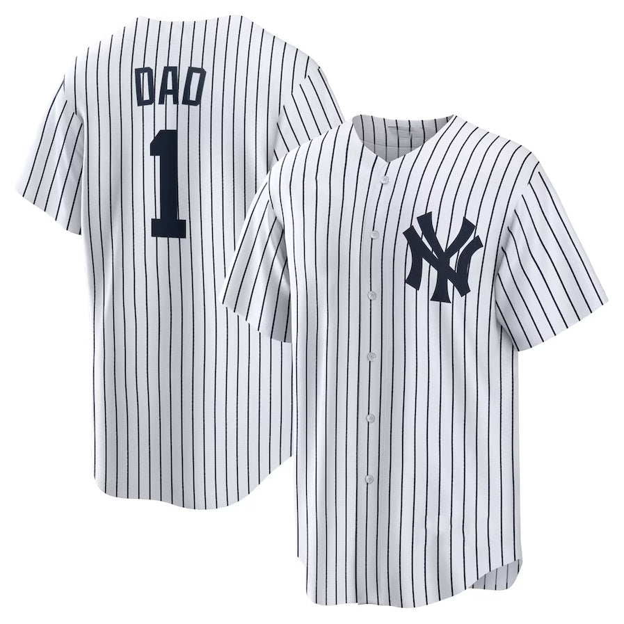 Custom #1 White NYY Baseball Shirt Top