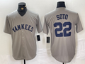 Custom #22 Grey Throwback NYY Baseball Shirt Top