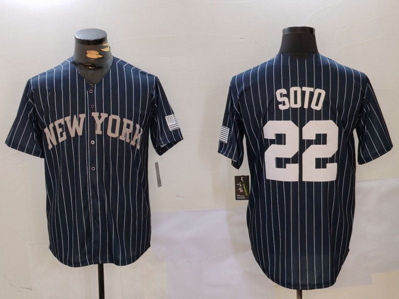 Custom #22 Navy NYY Baseball Shirt Top