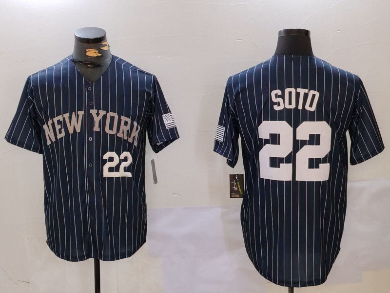 Custom #22 Navy NYY Baseball Shirt Top