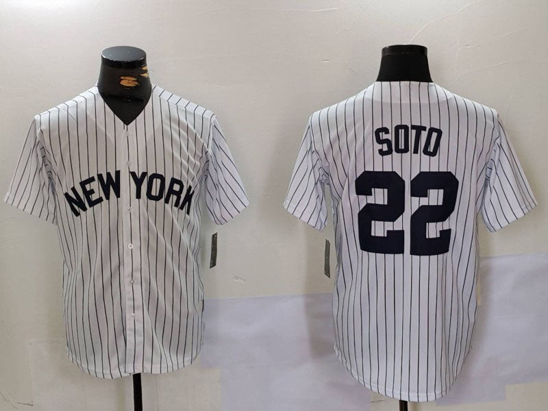 Custom #22 White NYY Baseball Shirt Top