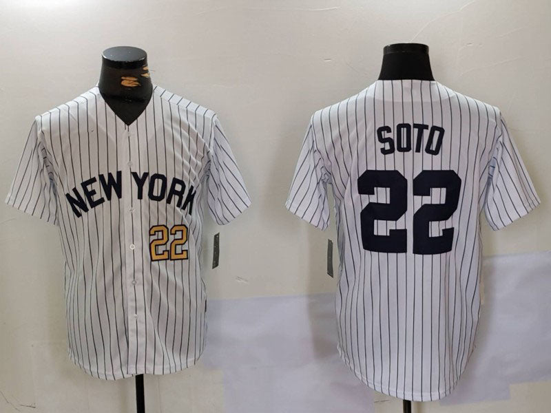 Custom #22 White NYY Baseball Shirt Top
