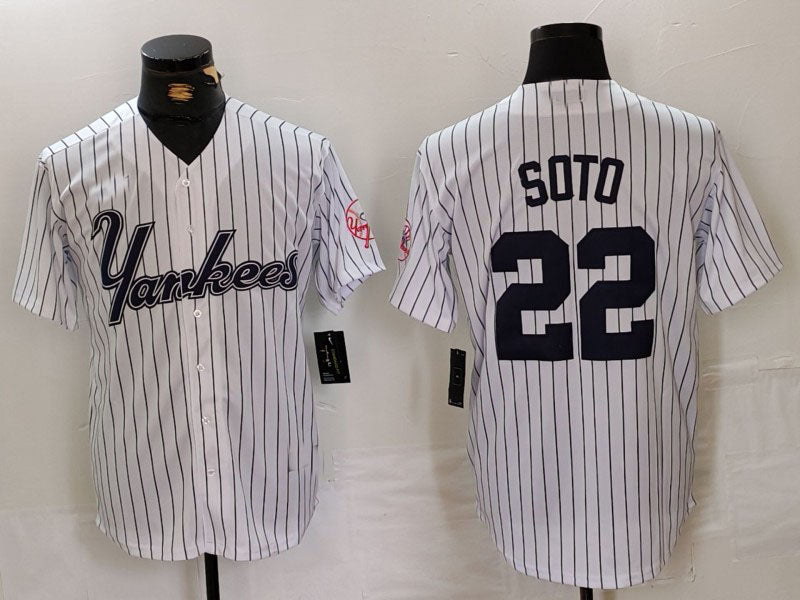 Custom #22 White NYY Baseball Shirt Top