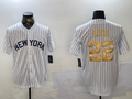 Custom #22 White NYY Baseball Shirt Top