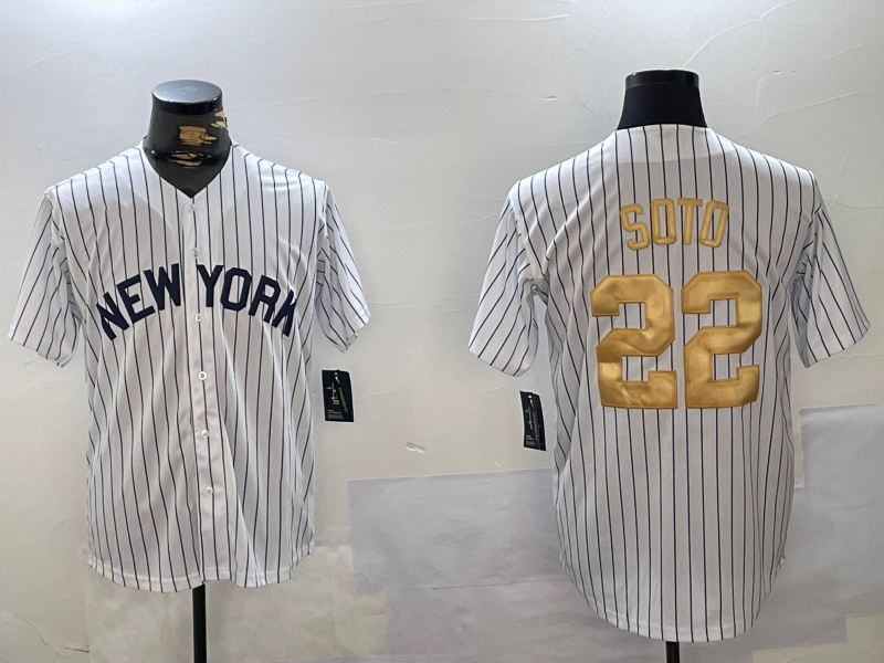 Custom #22 White NYY Baseball Shirt Top