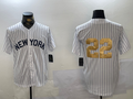 Custom #22 White NYY Baseball Shirt Top