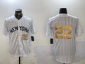 Custom #22 White NYY Baseball Shirt Top