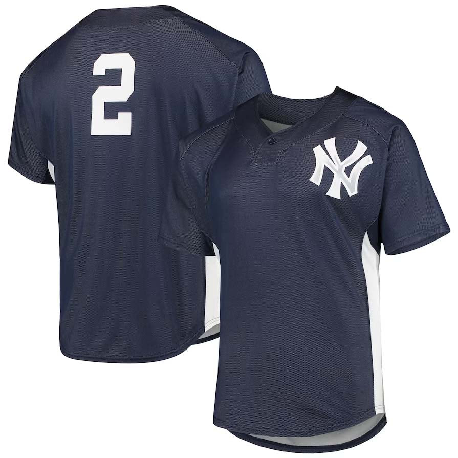 Custom #2 Navy NYY Baseball Shirt Top