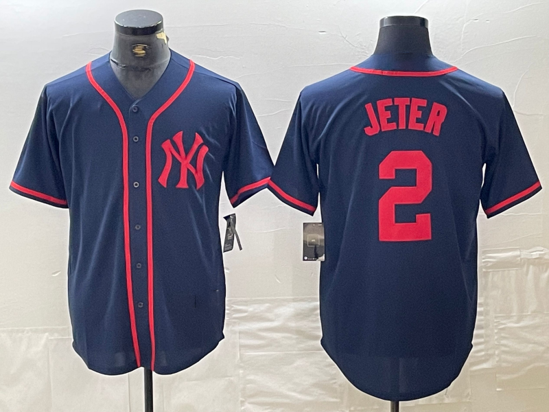 Custom #2 Red NYY Baseball Shirt Top