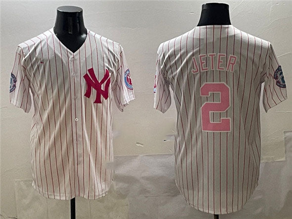 Custom #2 Pink NYY Baseball Shirt Top