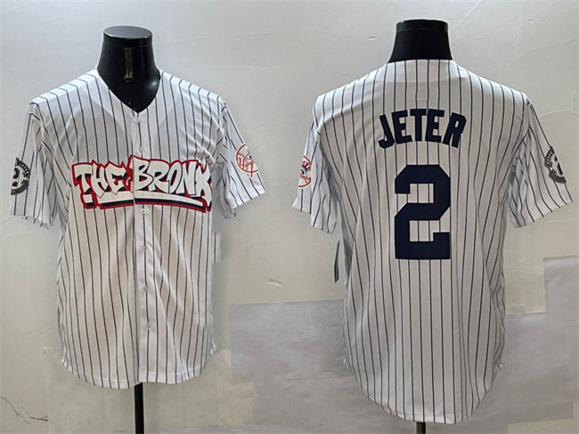 Custom #2 White NYY Baseball Shirt Top