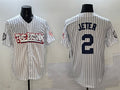 Custom #2 White NYY Baseball Shirt Top