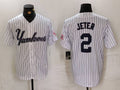 Custom #2 White NYY Baseball Shirt Top