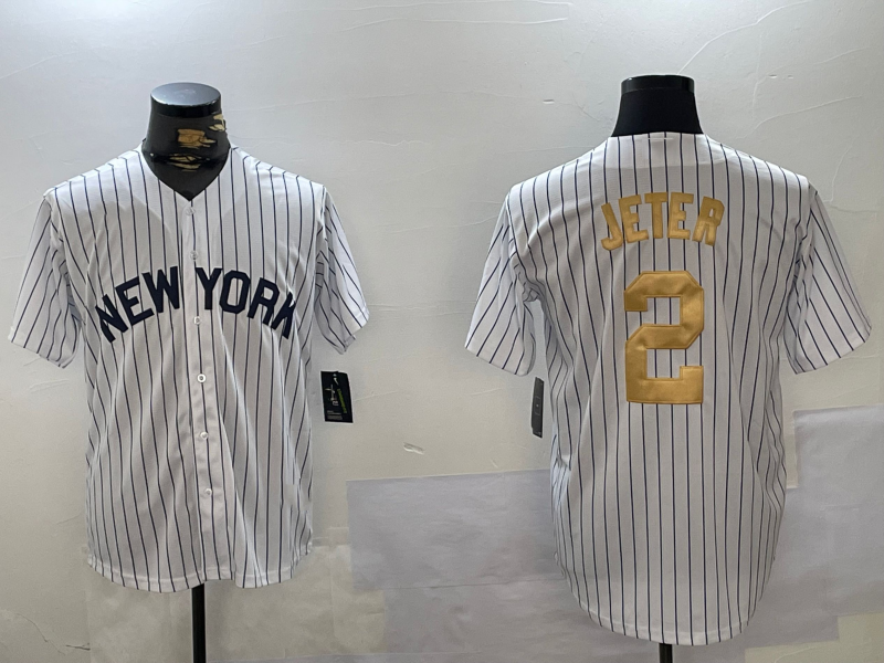 Custom #2 White NYY Baseball Shirt Top