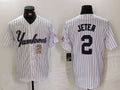 Custom #2 White NYY Baseball Shirt Top