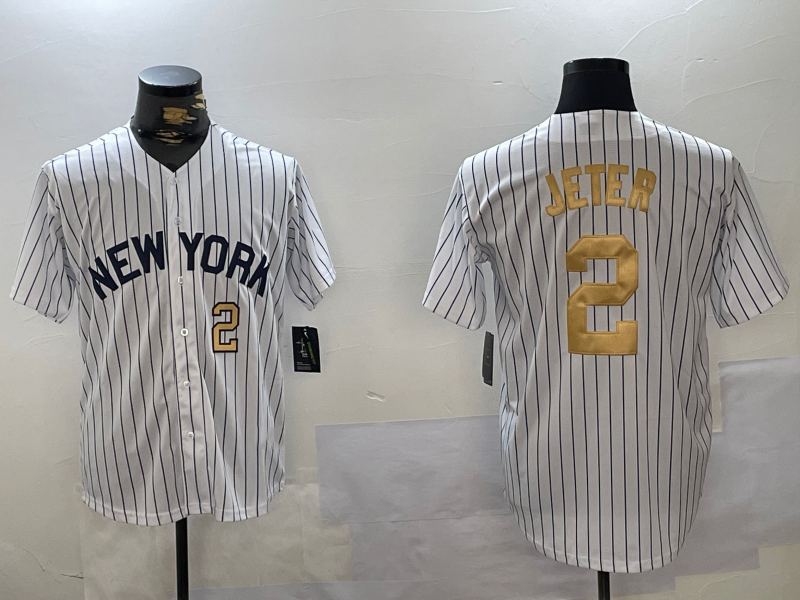 Custom #2 White NYY Baseball Shirt Top