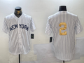 Custom #2 White NYY Baseball Shirt Top