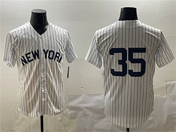 Custom #35 White NYY Baseball Shirt Top