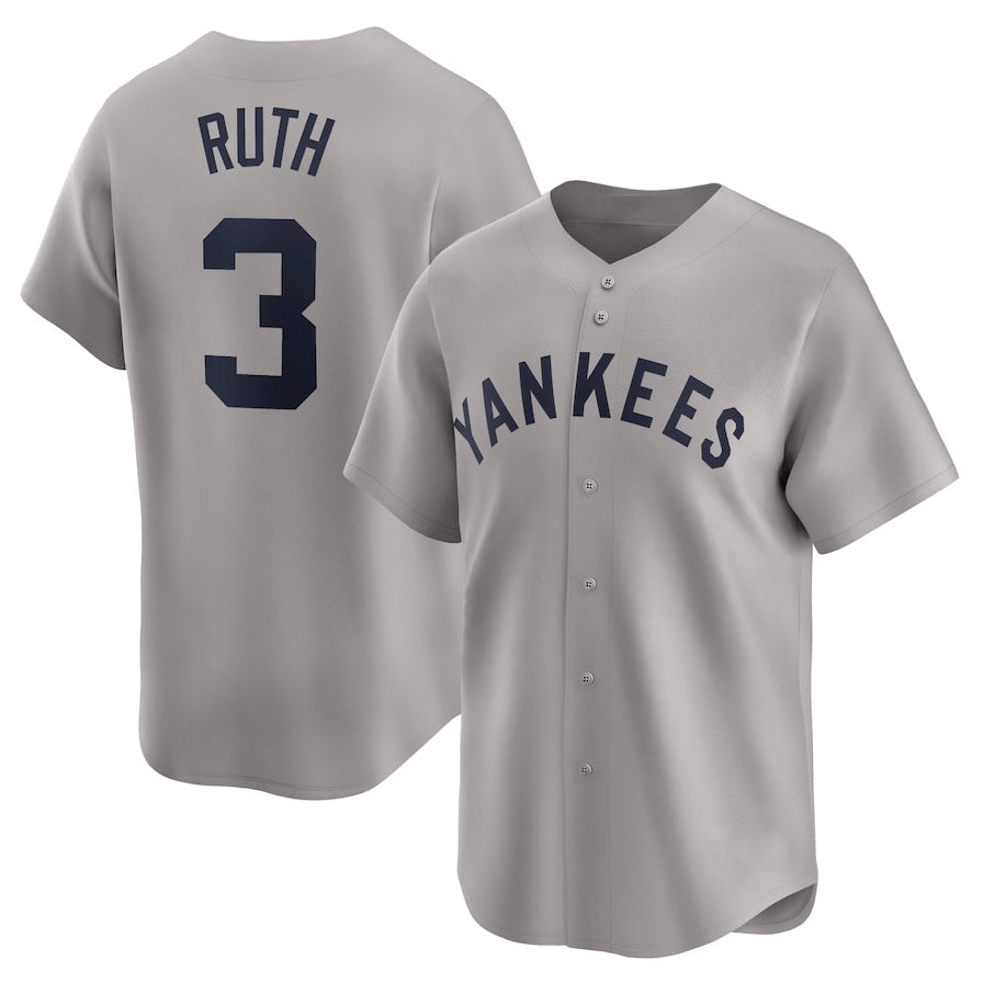 Custom #3 Gray Throwback NYY Baseball Shirt Top