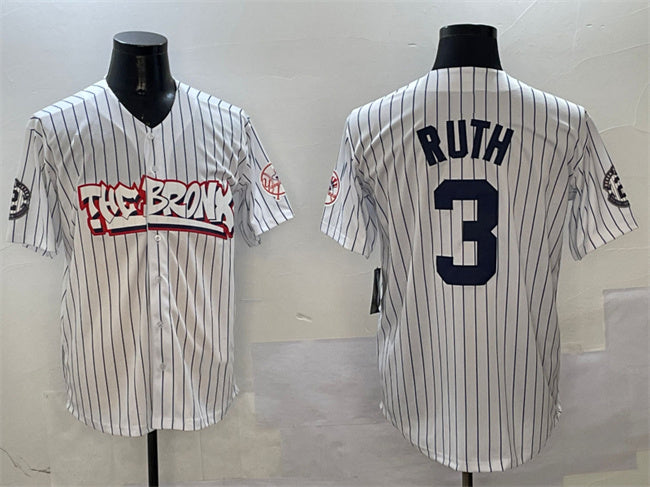 Custom #3 White NYY Baseball Shirt Top