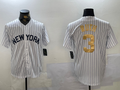 Custom #3 White NYY Baseball Shirt Top