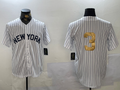 Custom #3 White NYY Baseball Shirt Top