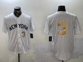 Custom #3 White NYY Baseball Shirt Top