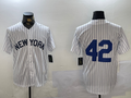 Custom #42 White NYY Baseball Shirt Top