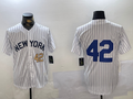 Custom #42 White NYY Baseball Shirt Top