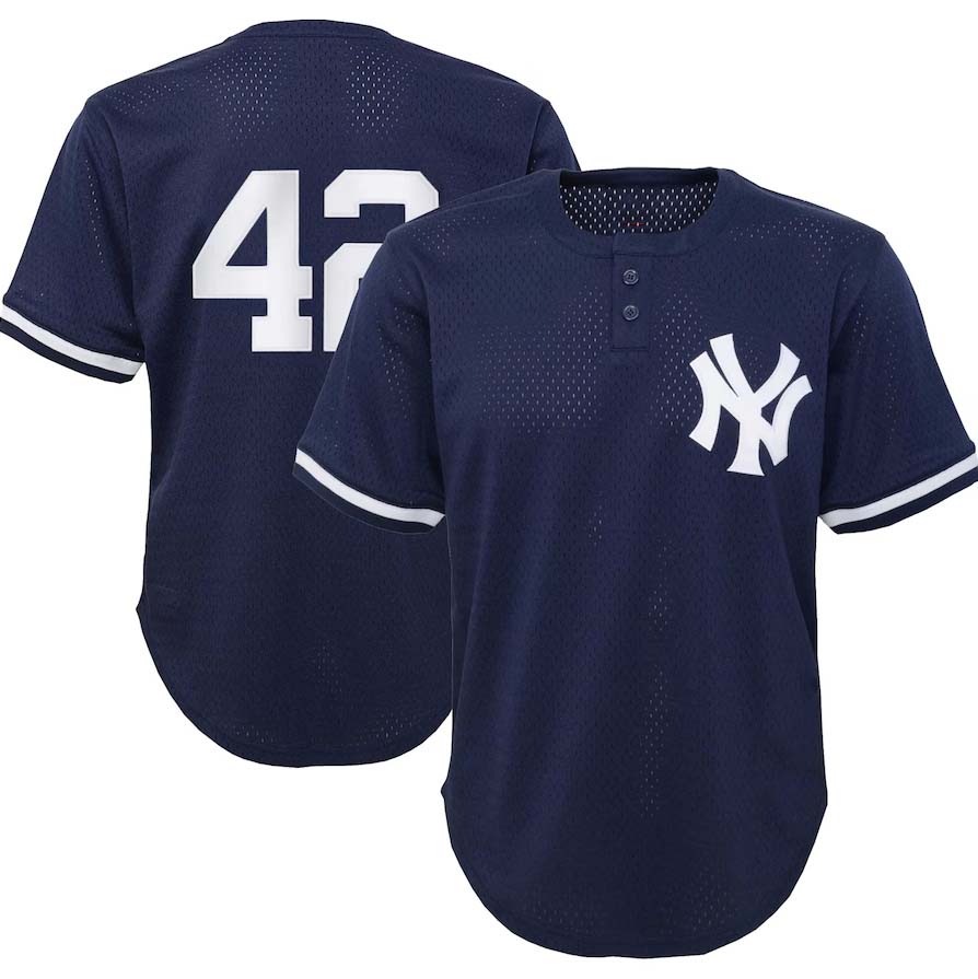 Custom #42 Navy NYY Baseball Shirt Top