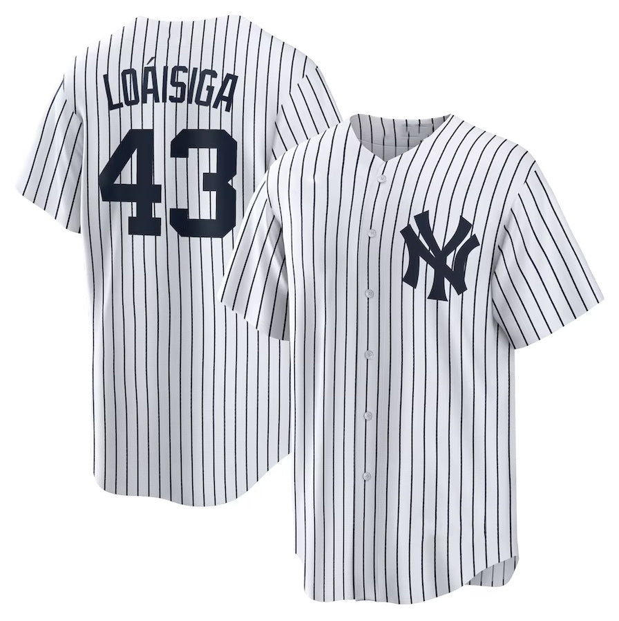 Custom #43 White NYY Baseball Shirt Top