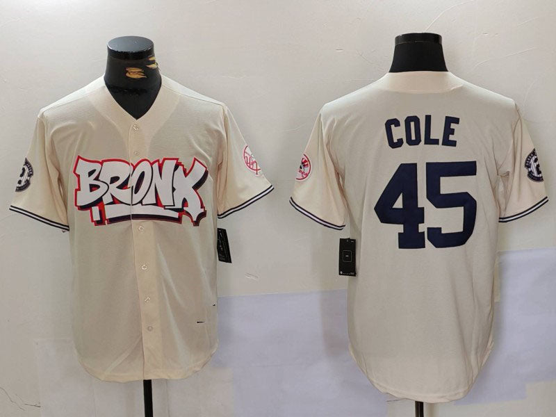 Custom #45 Cream NYY Baseball Shirt Top