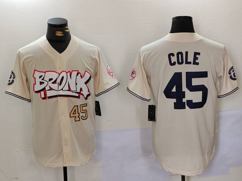 Custom #45 Cream NYY Baseball Shirt Top