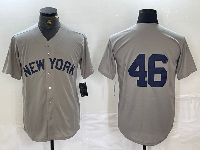 Custom #46 Grey 2021 NYY Baseball Shirt Top