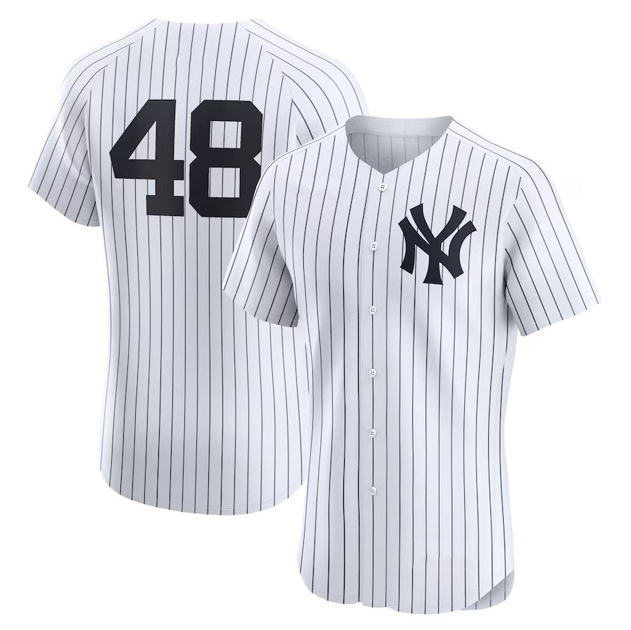 Custom #48 White NYY Baseball Shirt Top