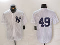 Custom #49 White NYY Baseball Shirt Top