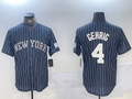 Custom #4 Navy NYY Baseball Shirt Top