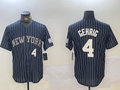 Custom #4 Navy NYY Baseball Shirt Top