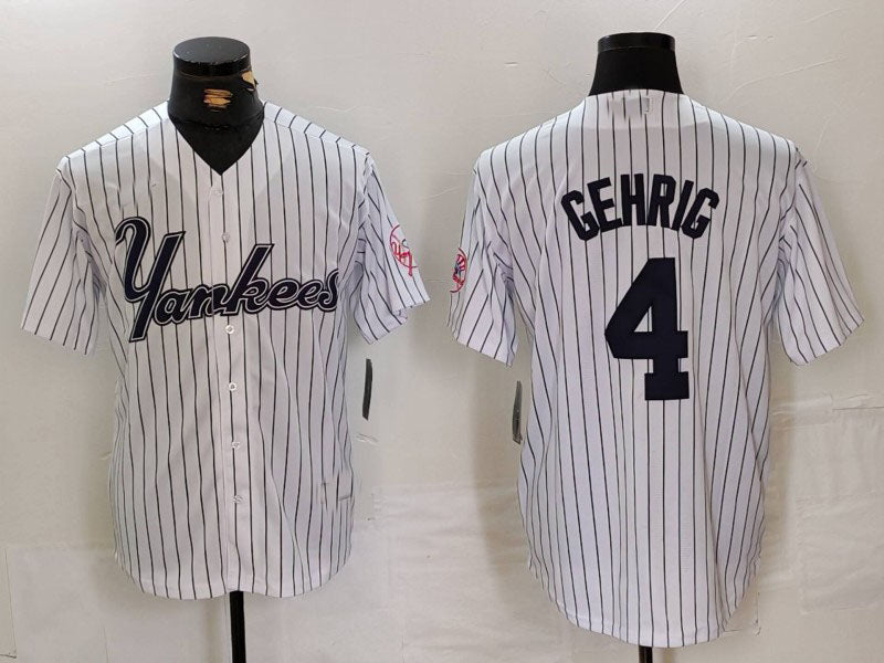 Custom #4 White NYY Baseball Shirt Top