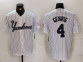 Custom #4 White NYY Baseball Shirt Top